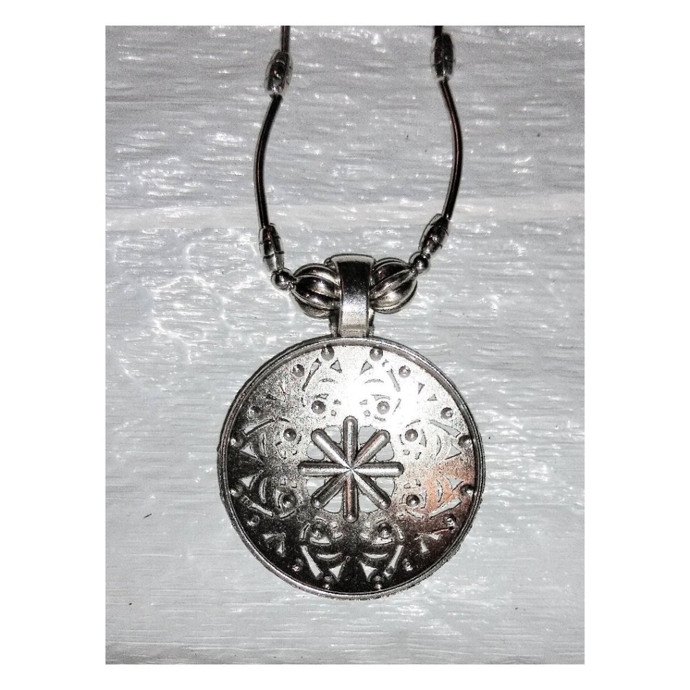 Silver Medallion Statement Necklace